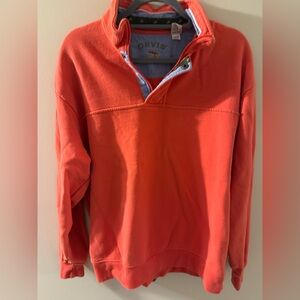 Orvis Orange Quarter zip sweater sz L